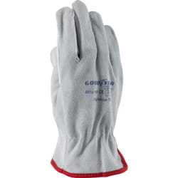 Goodyear - Guanti in pelle pieno fiore e crosta taglia 10 colore bianco, guanti da lavoro