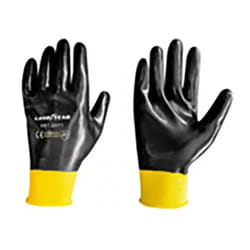 Goodyear - guanti in nitrile taglia 9 colore nero con fascia gialla, guanti da lavoro