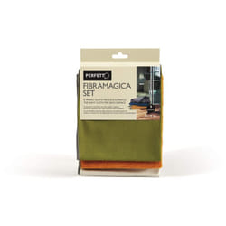 Perfetto - Microset Set 3 Pezzi Panni Microfibra, Tessuto, Zucca/Grigio/Petrolio, 40 x 35 x 0,5 cm