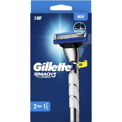 Gillette - MACH3 rasoio turbo + 2 ricariche per una rasatura perfetta