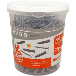 Tassello in Nylon con Vite uv 6 mm Fischer Barattolo 250 Pezzi