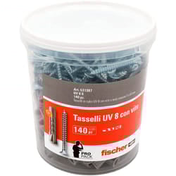 Tassello in Nylon con Vite uv 8 mm Fischer Barattolo 140 Pezzi