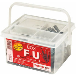 Kit For You Box, 70 Tasselli fu con Vite per Muro Pieno, Cartongesso e Lastre, 536688, Grigio - Fischer