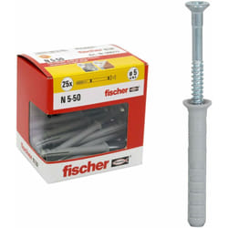 Tasselli Prolungati n 5 x 50 y, Fissaggio a Percussione con Chiodo Premontato per Pieno, Semipieno e Calcestruzzo, 25 Pezzi per Confezione, Grigio, 5