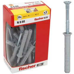 508276 Tasselli Prolungati a Battere, Fissaggio a Percussione con Chiodo Premontato per Pieno, Semipieno e Calcestruzzo, Grigio, 8 x 60 mm - Fischer