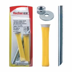 Fischer tasselli con barra F1P 212 Barra filettata in acciaio classe 5.8 zincato bianco con dado e rosetta e punta inclinata ...