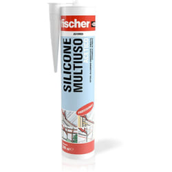Fischer - Silicone Acetico Multiuso Avorio sam 280 ml, Sigillante Antimuffa per Vetro, Alluminio, Smalto, Ceramica, Adatto per Bagno e Cucina, 9355