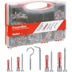 PowerBox 180 Tasselli DuoPower con Viti e Ganci, per Muro Pieno, Forato e Cartongesso, 360 Pz totali, 564282 - Fischer