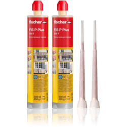 Fischer - Bi-Pack Tassello Chimico fis p plus 300 t, Ancorante Resina Poliestere per Fissaggio Tende da Sole, Antenna tv, Scale in Cemento, Mattone