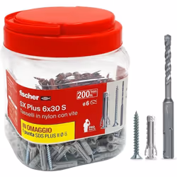 Fischer tassello SX Plus Il potente tassello in nylon con espansione a 4 settori per una presa ottimale Il tassello fischer S ...