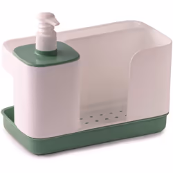 Snips Riordinello Dispenser Sapone con Porta Spugne e Guanti, Colore Bianco Verde, 21 x 12 x 18 cm, 400 ml, Organizzatore Lav ...