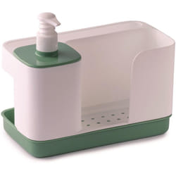 Snips - Riordinello Dispenser Sapone con Porta Spugne e Guanti, Colore Bianco Verde, 21 x 12 x 18 cm, 400 ml, Organizzatore Lavello Made in Italy