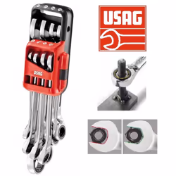 USAG 285 KA/DS8 SERIE 8 CHIAVI COMBINATE A CRICCHETTO ANELLO TENUTA FISSA STELLA MISURE 285 KA 8-10-11-12-13-14-17-19 mm Forn ...