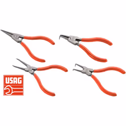 USAG 127 C/SE4 KIT SERIE 4 PINZE PER ANELLI ELASTICI COD. U01270040 CARATTERISTICHE: • Modello standard • Punte e becchi in c ...