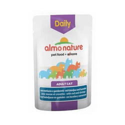 Almo Nature - Daily per Gatto Adult in Busta da 70 gr Merluzzo e Gamberetti