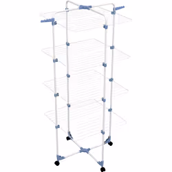 Gimi Modular 4 Cap 4pz, Stendibiancheria da pavimento, Acciaio, Blu, Bianco, 40 m, 25 kg, 4 ripiani
