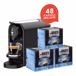 Bialetti Gioia Plus, Macchina per caffè a capsule, 0,5 L, Capsule caffè, 1200 W, Nero, Rosso, Argento