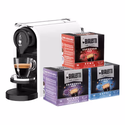 Bialetti Gioia Plus, Macchina per caffè a capsule, 0,5 L, Capsule caffè, 1200 W, Nero, Argento, Bianco