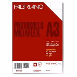 Fabriano Protocollo Miliaflex, 125 g/m², 420 mm, 297 mm, 200 fogli