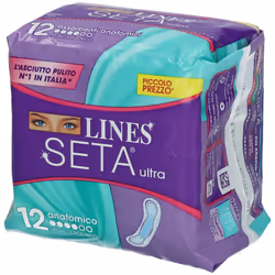 Lines Seta Ultra Assorbenti Anatomici offrono asciutto e comfort grazie alla Tecnologia Instant Dry e al filtrante Seta. La m ...