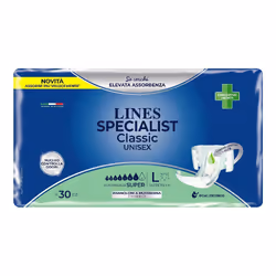 Lines Classic Specialist è un pannolone fatto a mutanda che assorbe velocemente e controlla gli odori, Inoltre cambia colore  ...
