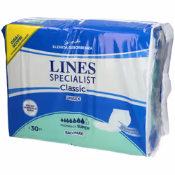 Pannolone Lines Specialist Classic Sagomato Super con barriere protettive laterali, nucleo controlla odori, lozione lenitiva  ...