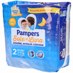 Pampers Sole e Luna sono pannolini dotati di uno speciale filtrante assorbente ideale per prevenire le irritazioni sulla pell ...