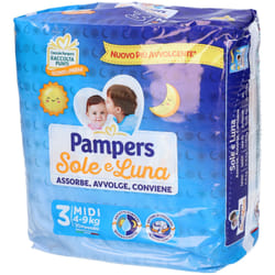 Pampers Sole e Luna Maxi Pannolini Taglia 5 (11-25kg) 15 Pezzi Taglia 3 (4-9kg)