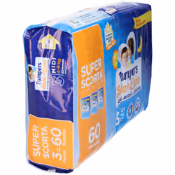 Pampers Sole e Luna Junior Pannolini Taglia 5 Confezione Tripla 44 Pezzi Taglia 3 (4-9kg)