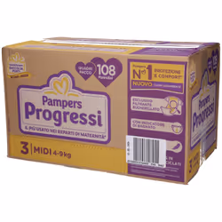 Pampers Progressi Confezione Quadrupla Midi Taglia 3 4-9kg 108 Pezzi