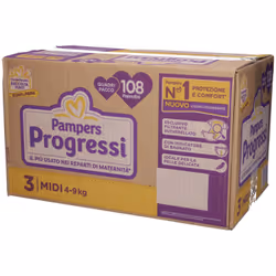 Pampers Progressi Confezione Quadrupla Midi Taglia 3 4-9kg 108 Pezzi