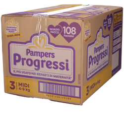 Pampers Progressi Confezione Quadrupla Midi Taglia 3 4-9kg 108 Pezzi - Vista aggiuntiva 4