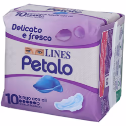 Lines Petalo Blu Assorbente Lungo Con Ali offre comfort straordinario e delicatezza sulla pelle grazie al filtrante liscio e  ...