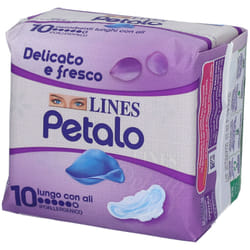 Lines Petalo Blu Assorbente Lungo Con Ali per Comfort e Delicatezza Busta da 10 Pezzi