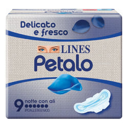 Lines Petalo Blu Assorbente Notte per Protezione Notturna Busta da 9 Assorbenti