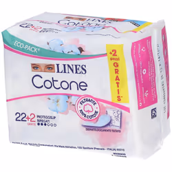 Lines Cotone Bio Salvaslip Ripiegati per Pelli Sensibili Confezione da 24 Pezzi