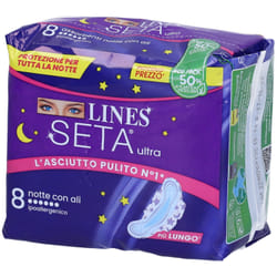 LINES Seta Ultra Notte con Ali 8 pz Assorbenti