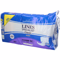 Lines Specialist Classic sono pannolini a  mutandina per le perdite di urina. Confezione da 30 pezzi