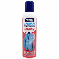 Novità Nuncas Rinfresca Giacche e Tessuti è uno spray che rimuove da tutti i tessuti gli odori sgradevoli come fumo, cibo, am ...