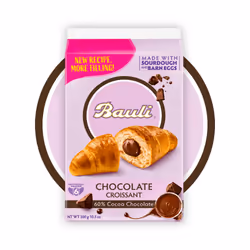 Bauli CROISSANT CHOCOLATE, Cioccolato, wheat flour, vegetable oils and fats (palm, sunflower), yeast (gluten), sugar, glucose ...