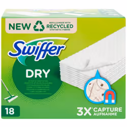 RICARICA DRY DA 18 PEZZI PER SCOPA SWIFFER. I PANNI DELLA LINEA SWIFFER SONO IDEALI PER INTRAPPOLARE E BLOCCARE POLVERE, PELI ...