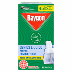 Ricarica per Genius Liquido Base. Offre ben 45 notti di protezione costante contro le zanzare comuni e le zanzare tigre. Appl ...