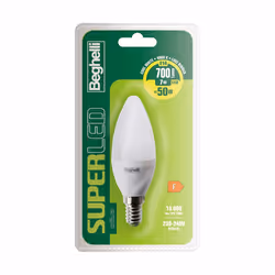 Beghelli SuperLED, 7 W, 50 W, E14, 700 lm, 15000 h, Bianco neutro