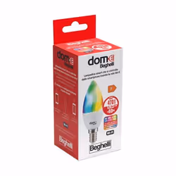 Beghelli 60014, Lampadina intelligente, Wi-Fi, Bianco, E14, Candela, 2700 K
