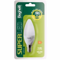 Beghelli SuperLED Oliva, 7 W, 50 W, E14, 700 lm, 15000 h, Bianco freddo