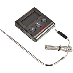 Metaltex Termometro Digitale da Cucina con sonda e Timer, Acciaio Inox, Grigio, 20 x 20 x 6 cm