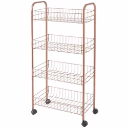 Carrello con rotelle e 4 ripiani Ascona in acciaio con rivestimento Polytherm Copper in finitura rame Ascona è il carrello po ...