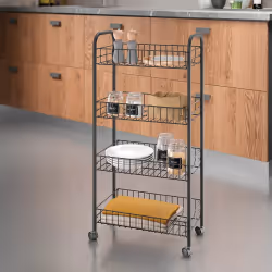 Carrello porta tutto Ascona in acciaio con finitura Touch therm nera