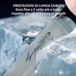 Lagostina Ice Force Coltello Spelucchino da 9 cm, Coltello da Cucina, Lama in Acciaio Inox Tedesco, Prestazioni di Taglio Durature e Lama Sempre Affilata