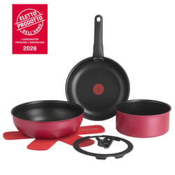 Lagostina Ingenio Rubino, Set padelle, Antiaderente, Manico rimovibile, Induzione e gas, 7 pz